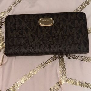 Michael Kors Brown and Gold Logo Wallet